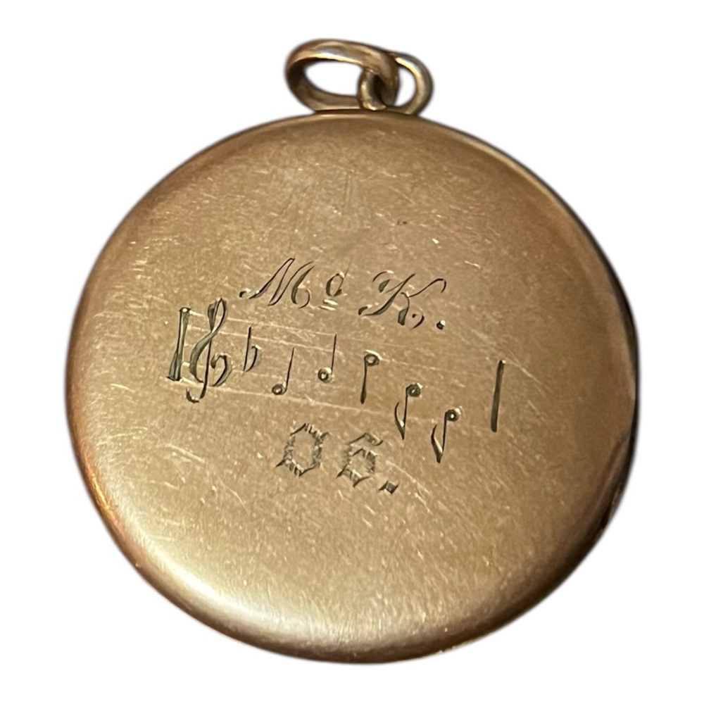 SOLD! Antique! Locket Gold Filled Late 1800s Music 🎶 🎵 Monogram Pendent Necklace